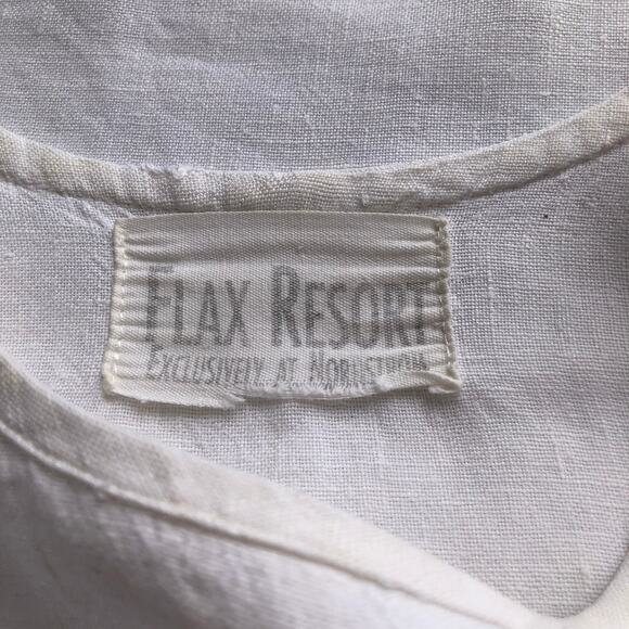 Nordstorm Flax Resort Women's White Linen Shirt Short Sleeve Round Neck Top - Picture 5 of 5